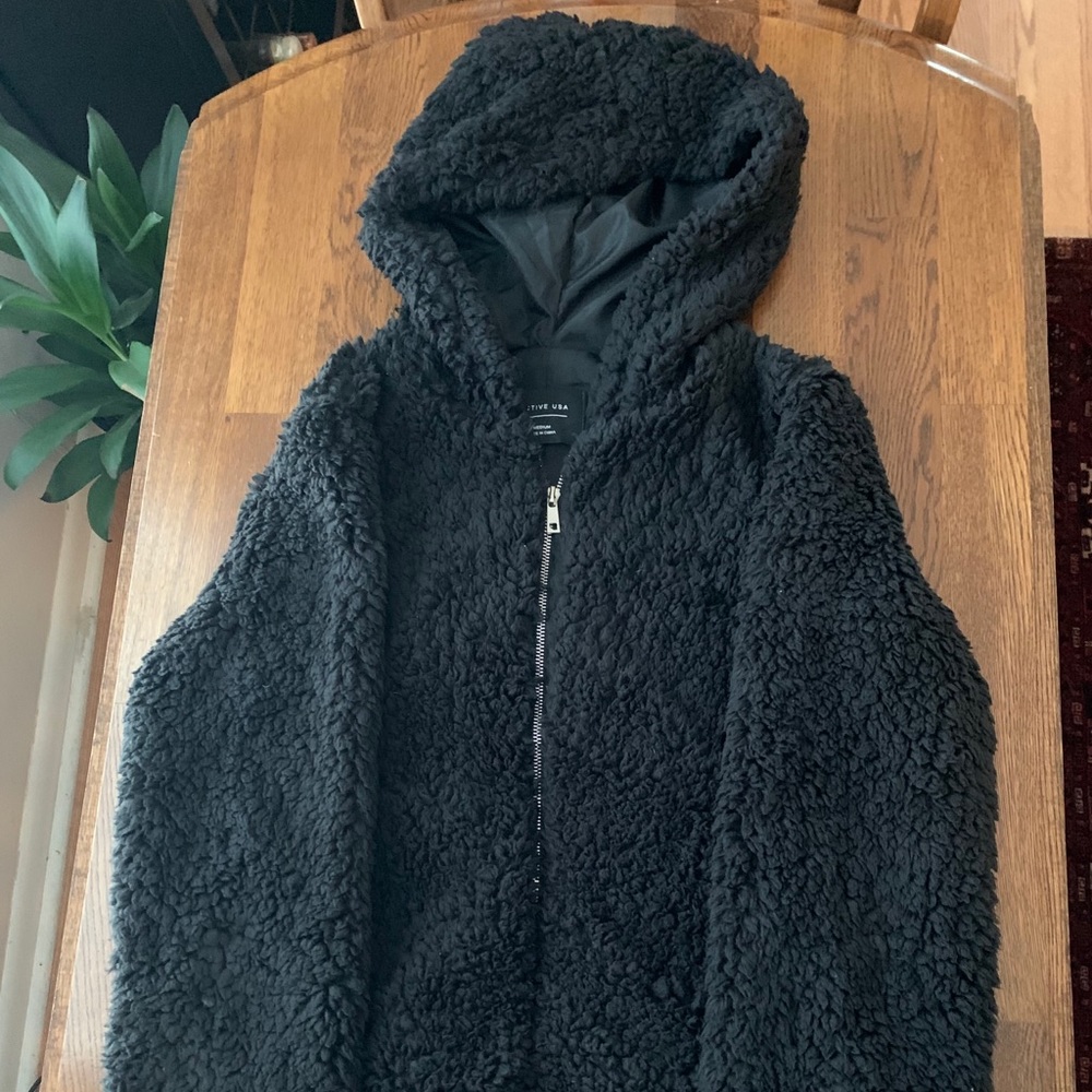 Fuzzy Hooded Jacket